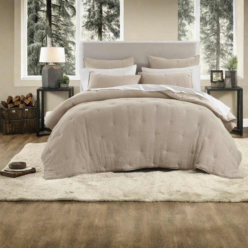 Courtepointe en gaze de coton de qualité supérieure, style taupe pour le confort de la maison