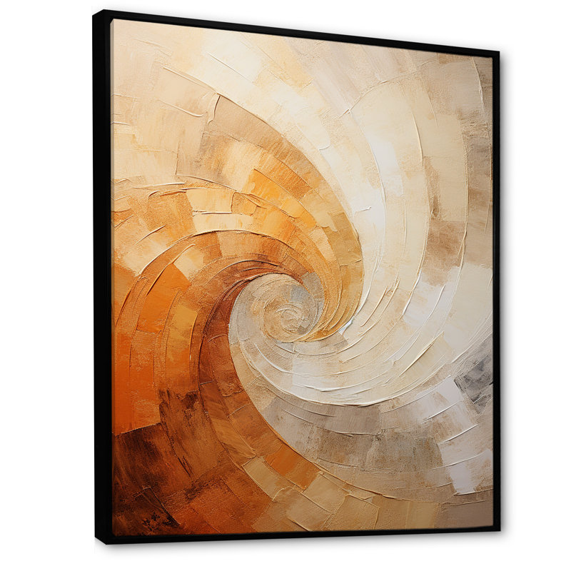 «Beige minimalisme spirales poteries II - spirales abstraites», art mural_106141, H 20 po x l 12 po x P 1 po