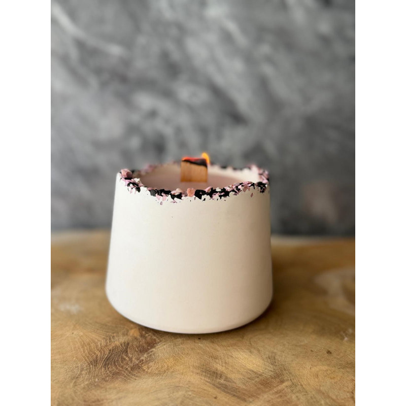 Bougie en béton coulé à la main, rose et blanc, 2,8 x 4,0 x 2,8 pouces | 100% cire de soja, parfum durable | Décoration et détente élégantes | Parfait pour les cadeaux ou les soins personnels, conception unique pour les espaces modernes