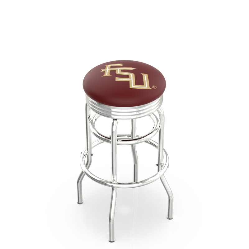 Tabouret de bar Logo Series, Tabouret de bar d'une hauteur de siège de 30 po, Double anneau chromé, Etat de Floride "Script"