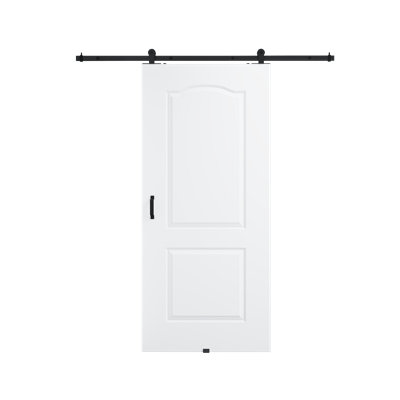 36 po x 80 po 2 panneaux blancs avec dalle de porte préfinie avec toute la quincaillerie de porte de grange
