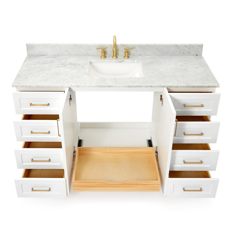 ARIEL TAYLOR 61 IN SINGLE RECTANGLE SINK VANITY, White, Rectangle