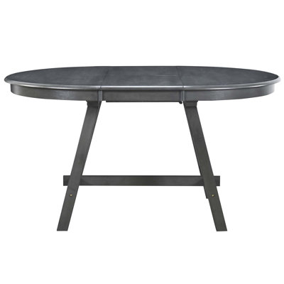 Retro Round Extendable Dining Table For Small Spaces, Modern Farmhouse Style With Adjustable Length And Sturdy Wood Construction