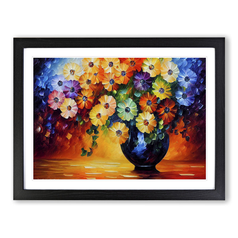 Assorted Flower Bouquet Vol.1 - Single Picture Frame Print, Black, 46cm H x 64cm W