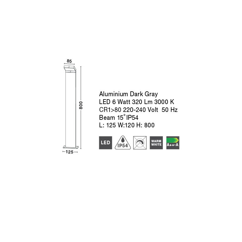 Dark Grey Integrated LED Aluminium Pathway Light