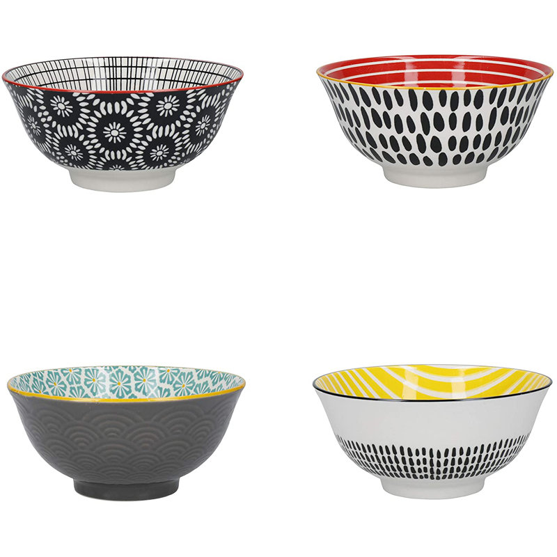 KitchenCraft 4 Piece Monochrome Cereal Bowl Set