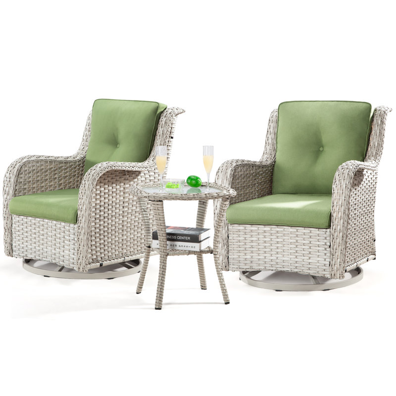 Ensemble de conversation avec coussins Isella, Vert, Gris