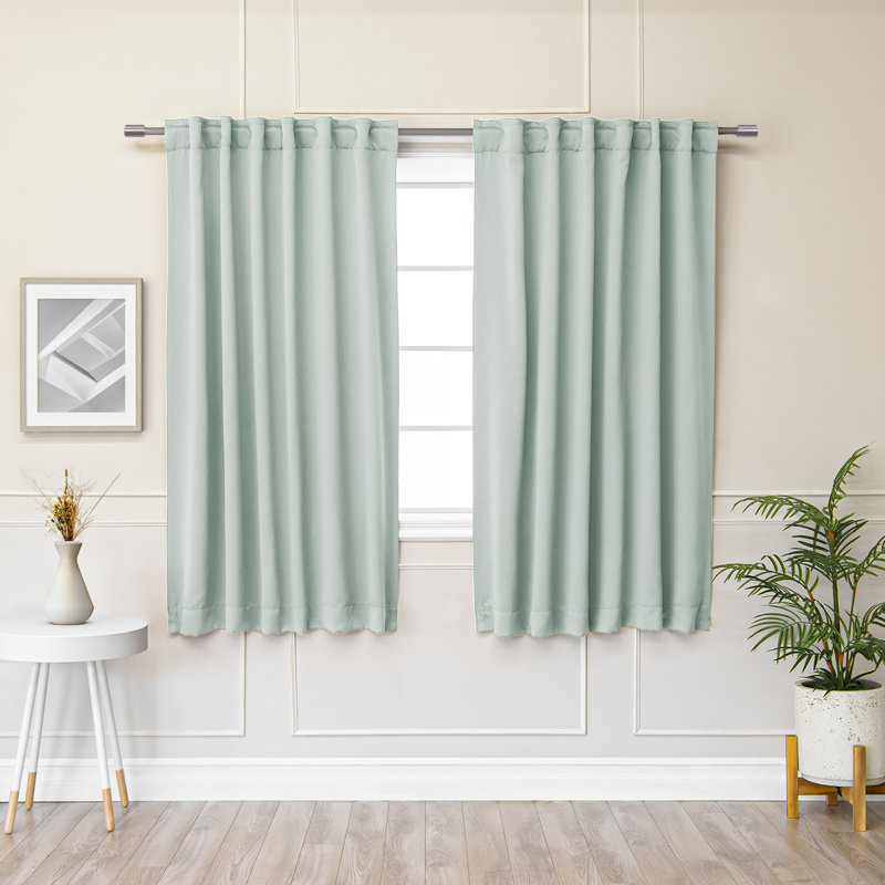 Bantam Solid Blackout Thermal Rod Pocket Curtain Panels, Mint, 52" W x 63" L