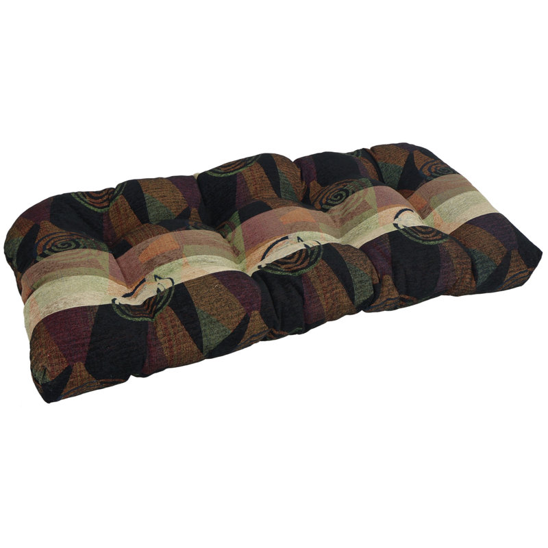 Coussin de 42 po x 19 po à dossier arrondi en chenille jacquard, Brun; noir; abstrait multicolore