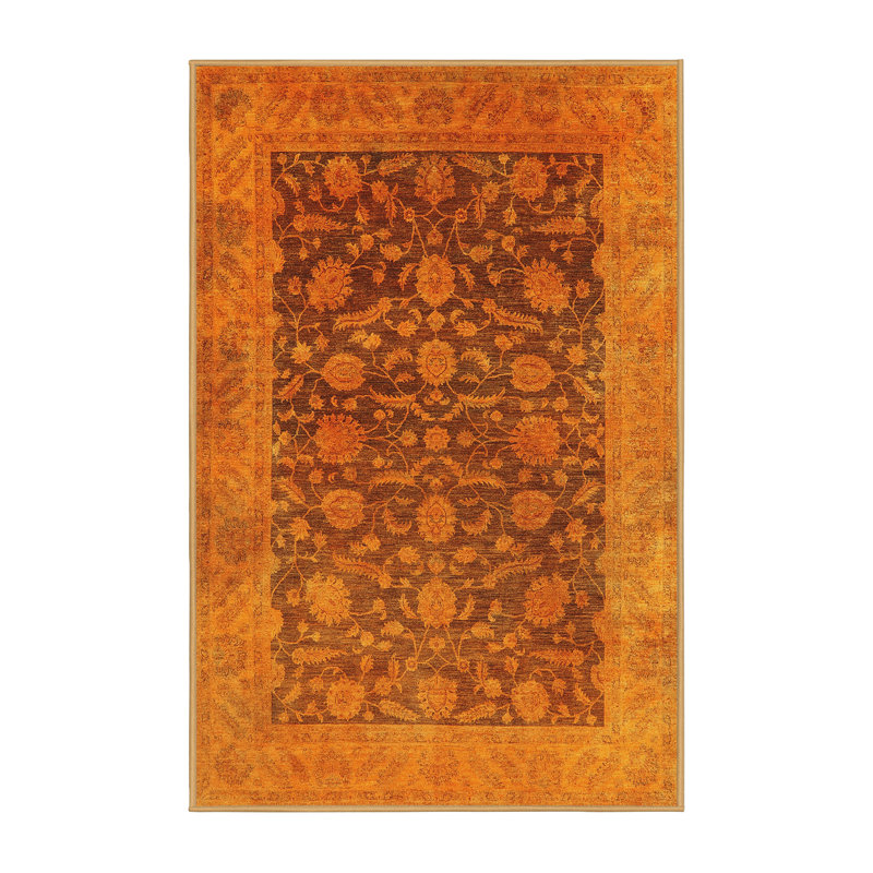 Thorbern Oriental Orange Area Rug, Runner 2' x 5'