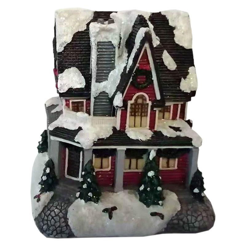 Décoration de Noël maison de Noël enneigée 5 "à DEL rouge