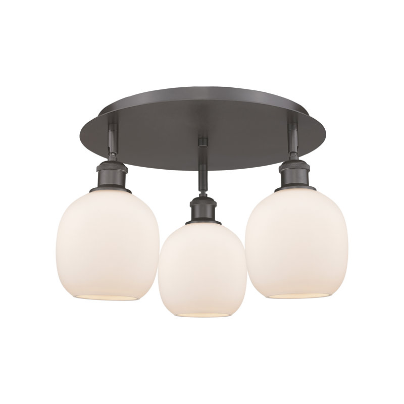 Plafonnier semi-encastré en verre Alve, Blanc mat, Bronze frotté à l'huile