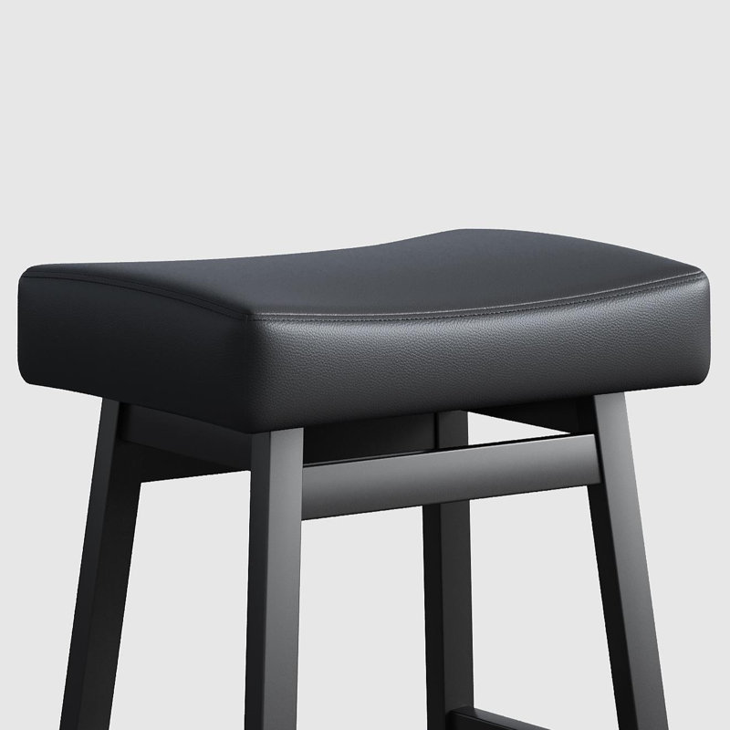 Ensemble de 6 tabourets de comptoir, tabourets de bar en bois massif avec siège rembourré en similicuir, tabourets de bar de cuisine sans dossier
