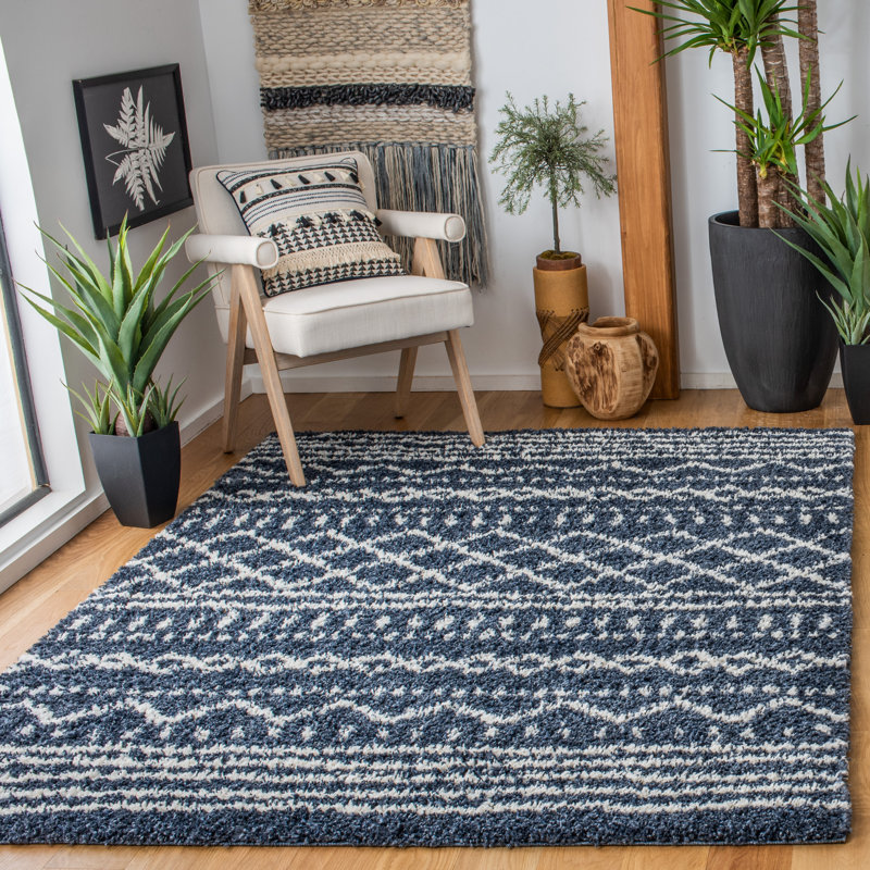 Develin Performance Chevron Rug, Rectangle 11' x 15', Slate Blue/Ivory