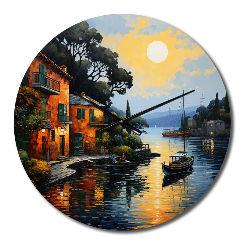 Horloge murale Port Port Escape Pointillism II - Port, Petit