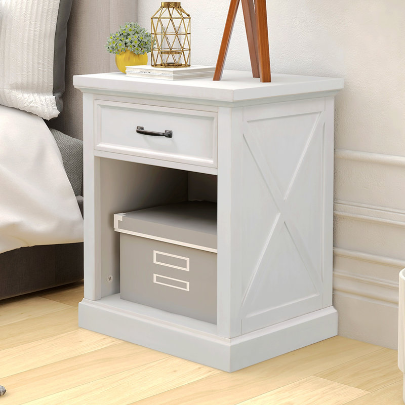 Table de chevet 1 tiroir Everhart, Blanc