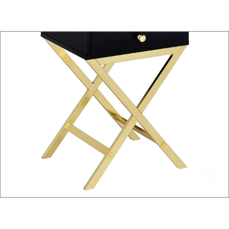 Black And Brass Finish Accent Table