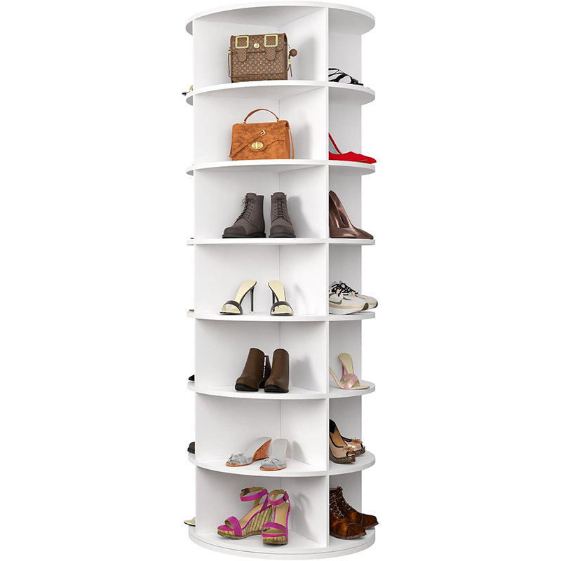 7-Tier Rotating Shoe Rack Tower - 360° Spinning Shoe Display and Vertical Carousel