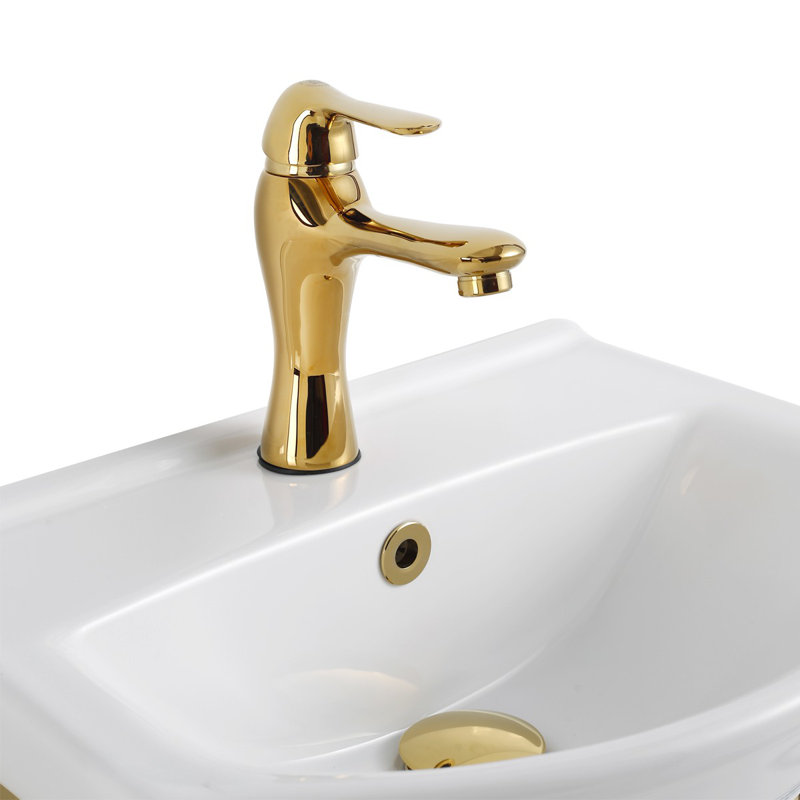 The Renovators Supply Inc. 17.75'' White Porcelain U-Shaped Bathroom Sink with Faucet and Overflow