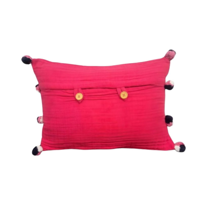 LS Romy Muslin Small Plain Pillow - 14X20X5 Inches (set of 2), Viva Magenta