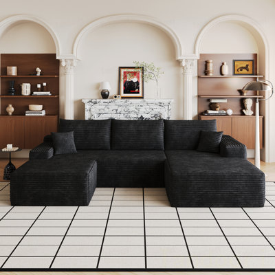Canapé modulaire Cloud avec 1 repose-pieds, fauteuils rembourrés modernes, canapé confortable en forme de U pour le salon, canapé d'angle à assise profonde, aucun assemblage requis