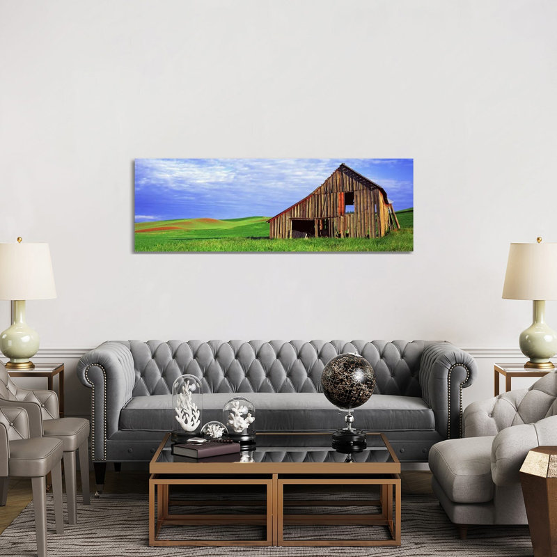 Dilapidated Barn In A Farm, Palouse, Whitman County, Washington State, USA - Wrapped Canvas Panoramic Print