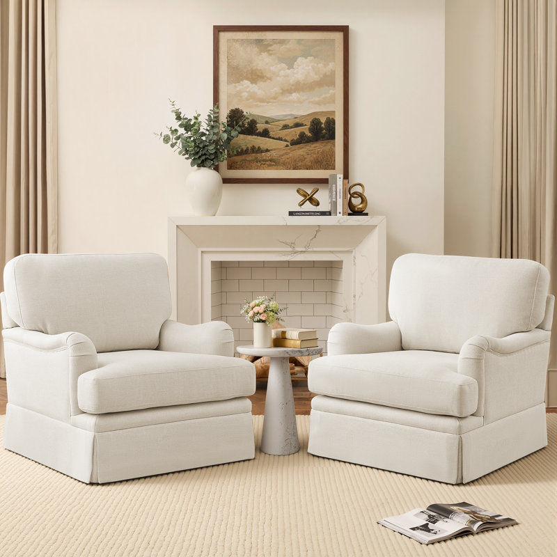 Muro Modern Skirted Swivel Accent Chair with Removable Cushion For Living Room,Bedroom,Office, Beige