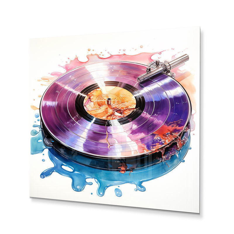 Mauve vinyle reflets - impression sur métal, H 16 po x l 16 po x P 1 po