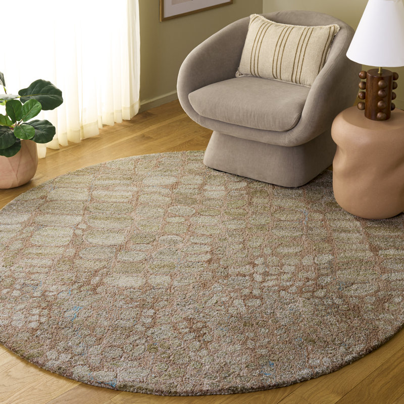 Abstract Hand Tufted Abstract Indoor Rug, 6'-0" x 6'-0" Round