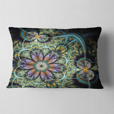Coussin décoratif symétrique à motif floral vert fractal