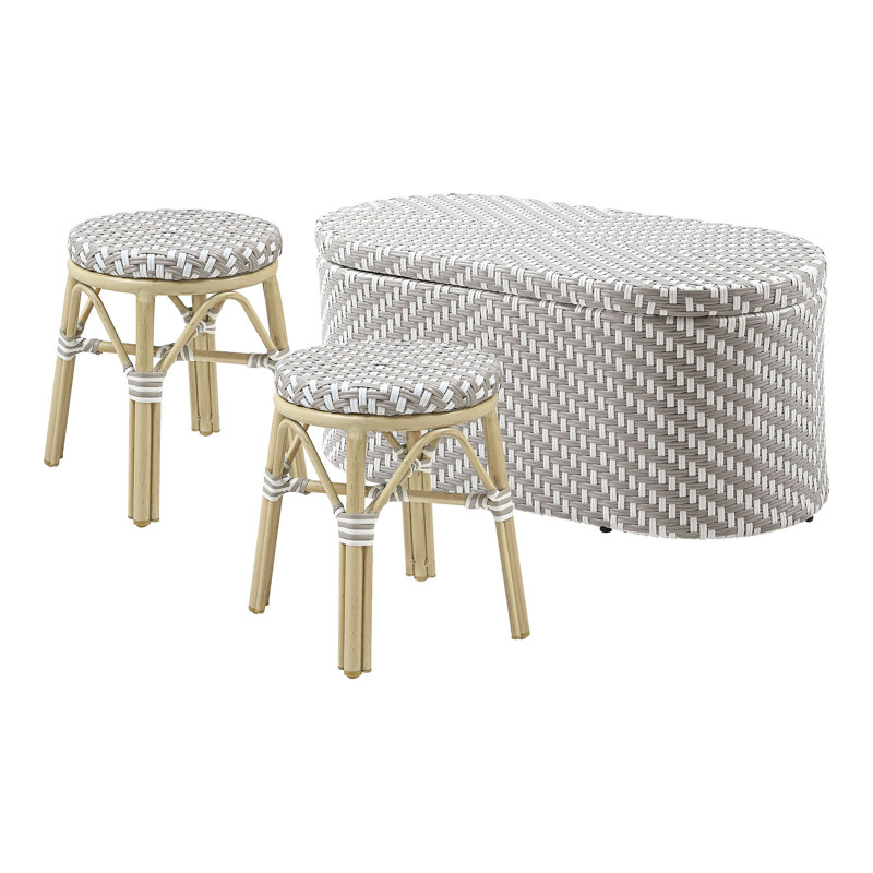 Ensemble bistro extérieur L 39,25 po Nassene, Gris / blanc