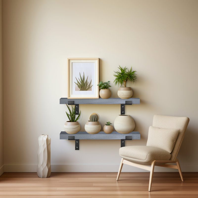 Étagère en chêne 2 pièces Emerald Lee, H 2 po x l 40 po x P 8 po, Gris