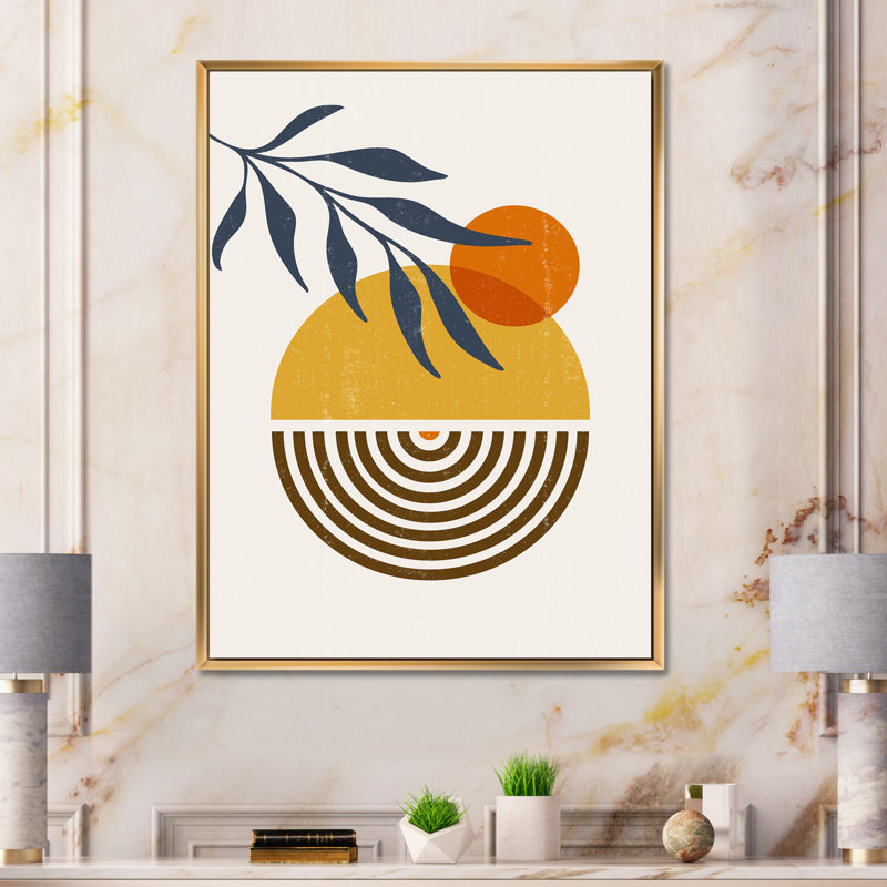 Botanical Minimalist Leaf with Abstract Shapes IV - Photographie à cadre flottant sur toile, H 40 po x l 30 po x 1,5 po