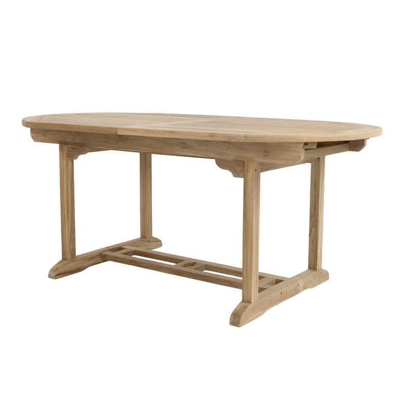 Anjelica Oval Teak Extendable Outdoor Dining Table With Umbrella Hole , 180cm cm W 100cm cm D