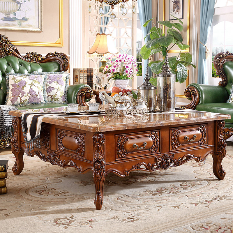 Table basse European Vintage, H 20,87 po x L 47,24 po x l 47,24 po