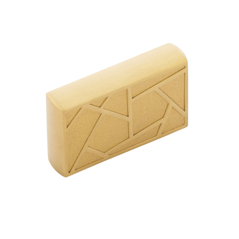 Cullet Rectangular Knob, Brushed Golden Brass