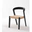 Chaise de salle à manger rétro en bois de frêne tissé en rotin avec dossiers empilables