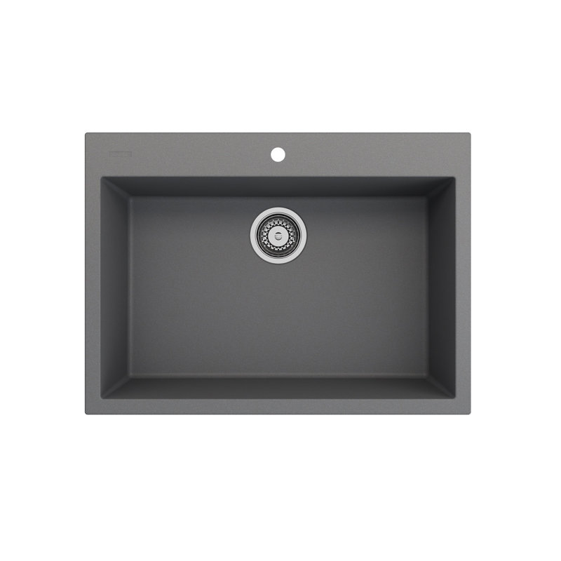 Terralife Hyperion 27 Dual-Mount Granite Composite 27 In. Single Bowl Kitchen Sink, Concrete Gray