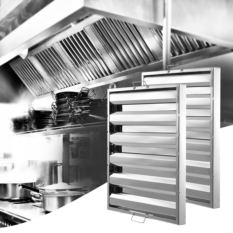 Jakiera 24.5Wx19.5H Inch Commercial Hood Filter Range Hood Baffle Stainless Steel