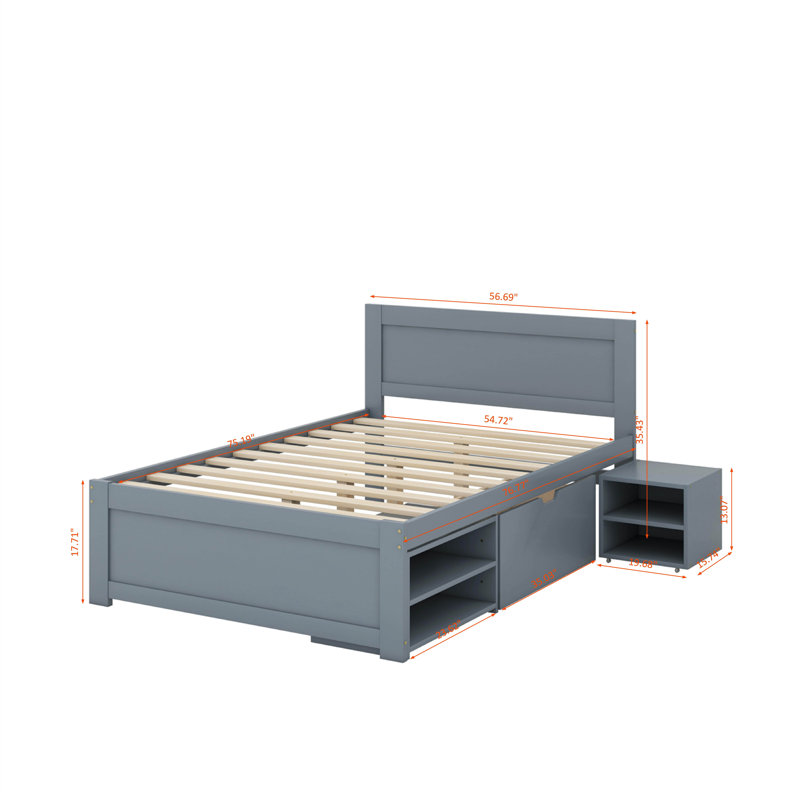 Full Size Platform Bed With Drawer