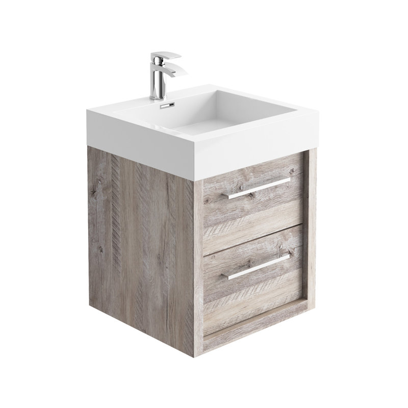Walker 500mm Wall Mount Vanity Unit, Light Sawn Oak