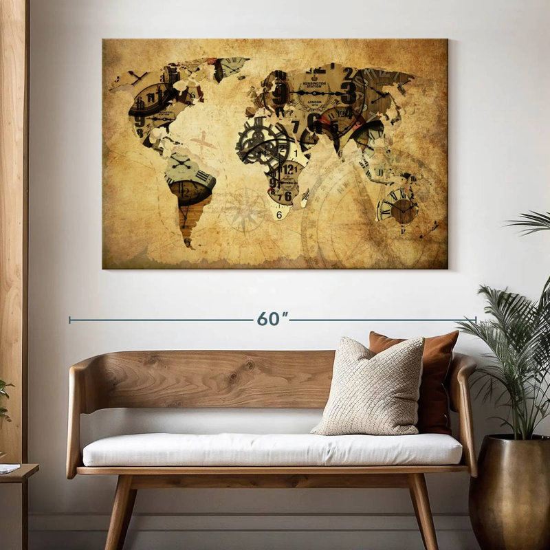 Aliaz Time World Map, 34" H x 51" W