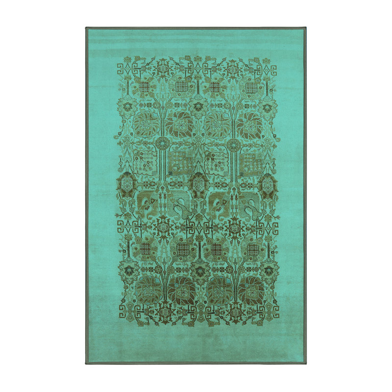 Tapis oriental en laine / polyester tissé à la machine en turquoise, Tapis de couloir 2 pi x 5 pi