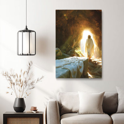 Faith-Based “Empty Tomb Resurrection” Hopeful Canvas Wall Art Stretched Frame for Cozy Studio