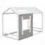 Bois de pin simple Structure de lit en panneau de fibres à densité moyenne, aucun sommier requis, style maison avec toit et amp; Fenêtre, blanc Gris antique pour la chambre à coucher