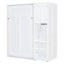 Lit escamotable mural simple avec bibliothèque, armoire supérieure, bureau extensible et rangement latéral