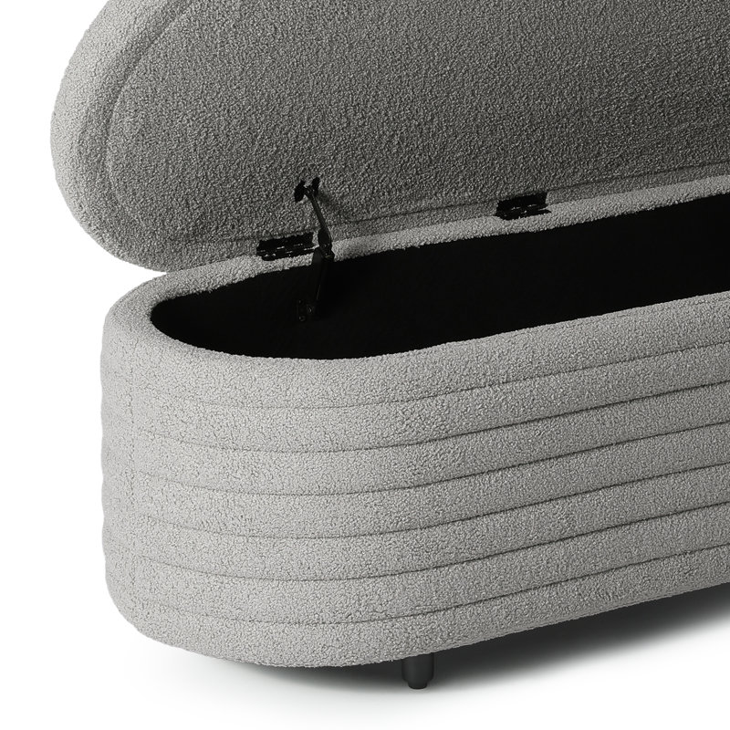 Banc de rangement en sherpa Bayville, H 18,1 po x l 54 po x P 19 po, Gris