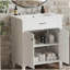 Meuble-lavabo de 30 po avec lavabo en céramique, portes à fermeture en douceur et tablettes réglables-1027361601