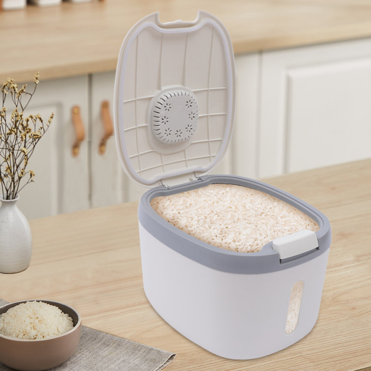 Brittana Airtight Rice Dispenser Kitchen Food Storage Container Flip Cover with Measuring Cup 22lbs/10kg Prep & Savour