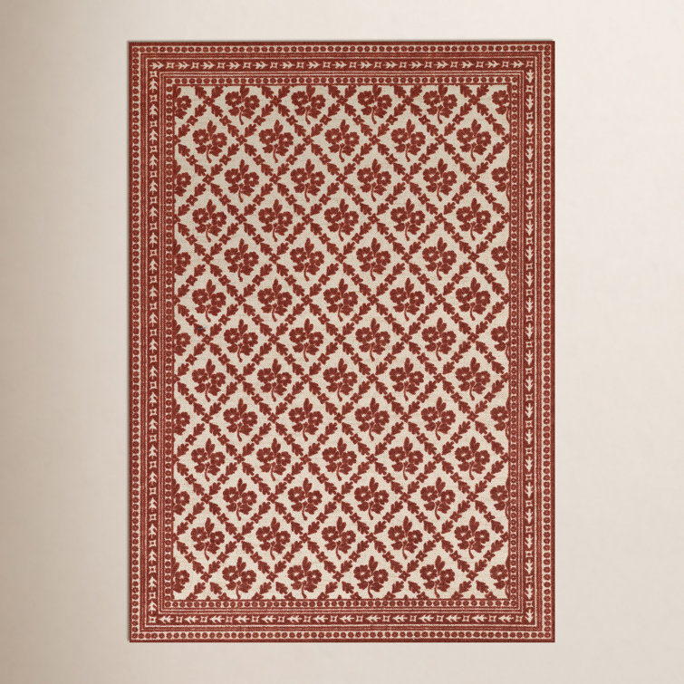 Tapis rouge brique en laine et nylon Momeni